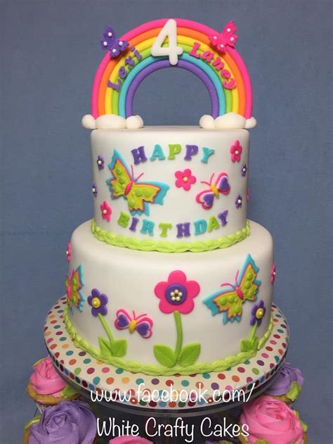 Butterflies Rainbow And Flowers Cake Decorated Cake Cakesdecor