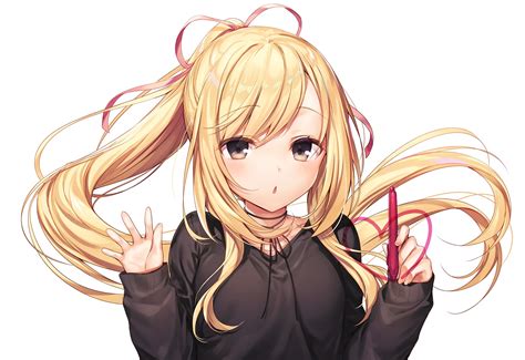Download 2064x1418 Anime Girl Blonde Pen Long Hair Cute Wallpapers Wallpapermaiden