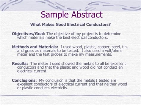 These pages show two examples of typical abstracts from honours theses. science fair