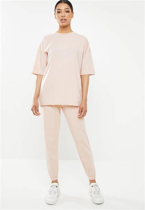 Oversized Tee And Jogger Co Ord Set Blush Missguided T Shirts Vests