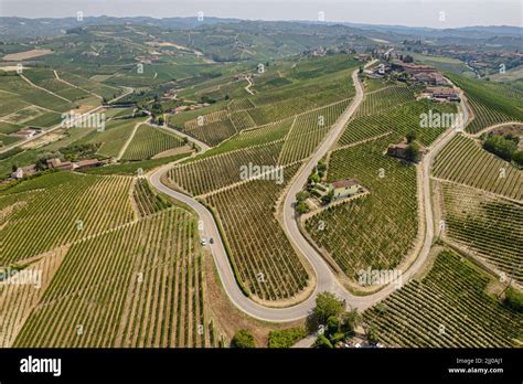 Aerial Overview Of The Romantic Road Of The Langhe And Roero Among