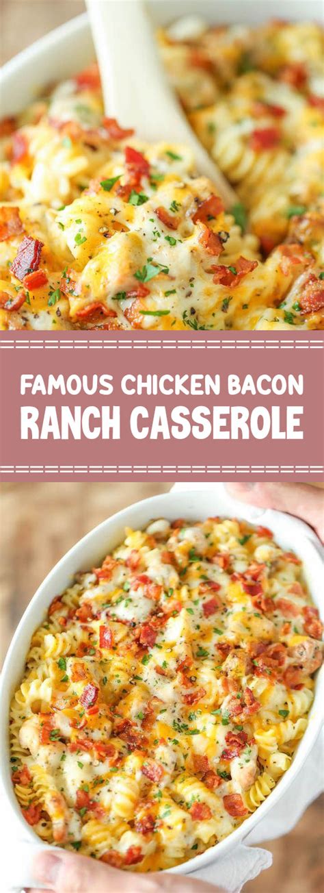 In a large mixing bowl, combine the alfredo sauce, ranch seasoning, 1 cup of swiss cheese, bacon, milk and sour cream. Chicken Bacon Ranch Casserole - 25idnews