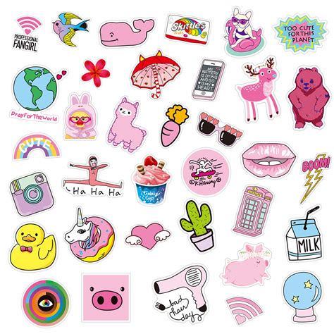 35 Pcs Vsco Stickers Pink Cute Hydro Flask 35 Pcs Vsco Stickers Pink F9d