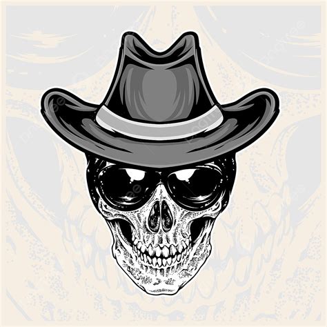 Cowboy Hat Vector Png Images Skull Head Wearing Glasses And Cowboy