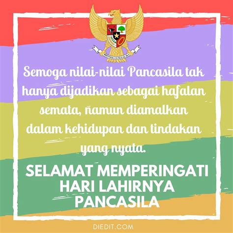 Jadikan peringatan hari lahir pancasila momentum bersatu, berbagi pancasila lahir menjadi simbol negara indonesia sebagai perwujudan dari keberagaman yang ada. 35 Ucapan - Gambar Selamat Memperingati Hari Lahir ...