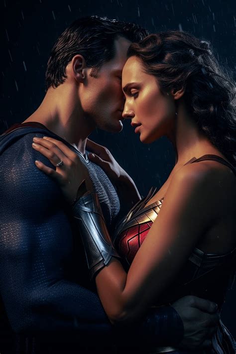 Zf Puhi Wonder Woman As Gal Gadot Kissing Superman By Zfpuhi On Deviantart