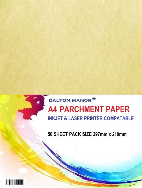 A4 Parchment Paper 50 Sheet Pack 90gm High Quality Certificate Paper