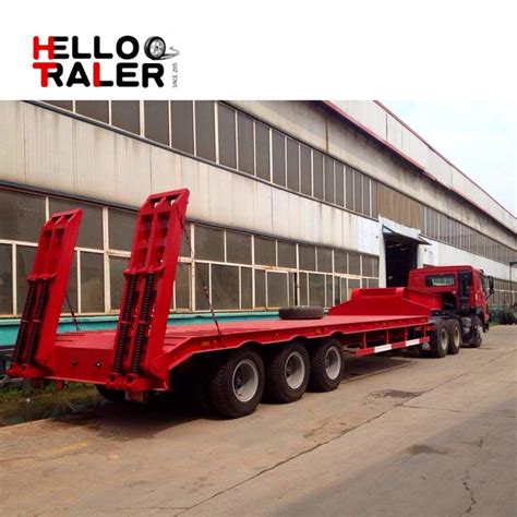 China Helloo Trailer Low Bed Semi Trailer 3 Axles China Low Bed
