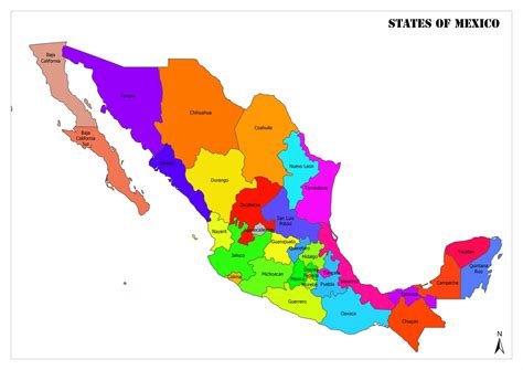 Mexico States Map Labeled Vector Mexico Map By State
