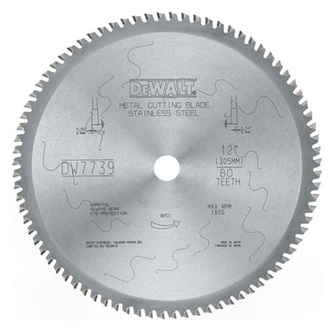 Dewalt Dw7739 Stainless Steel Cutting Blade 80t 12