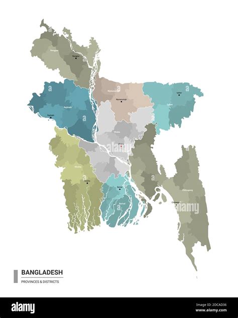 Administrative Map Of Districts In Bangladesh Open Street Map Word Map