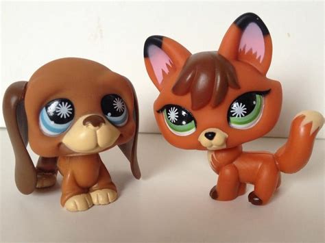 Littlest Pet Shop Fox And Hound 807 808 Dog Lot Happiest Brown Puppy