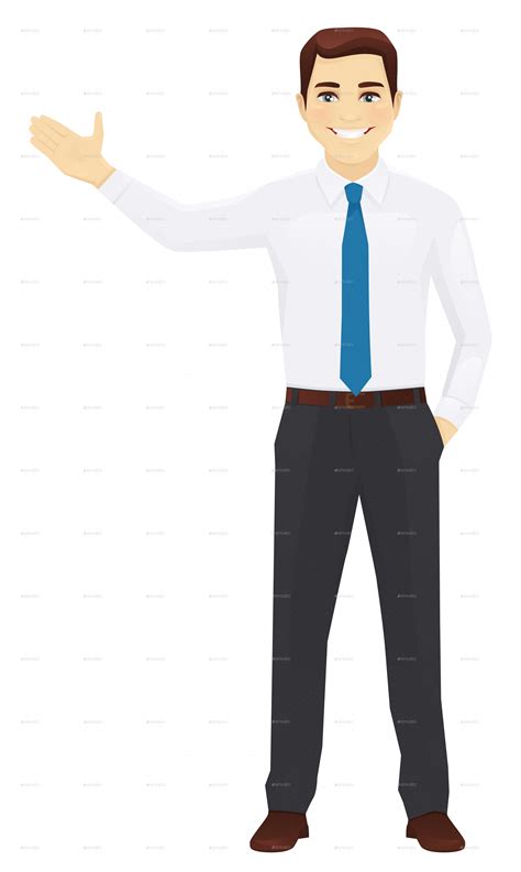 Vector Office Man Standing Businessman Cartoon Character Png Clipart