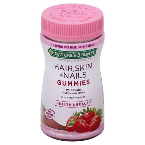 Natures Bounty Hair Skin And Nails Gummies Strawberry Flavored 40