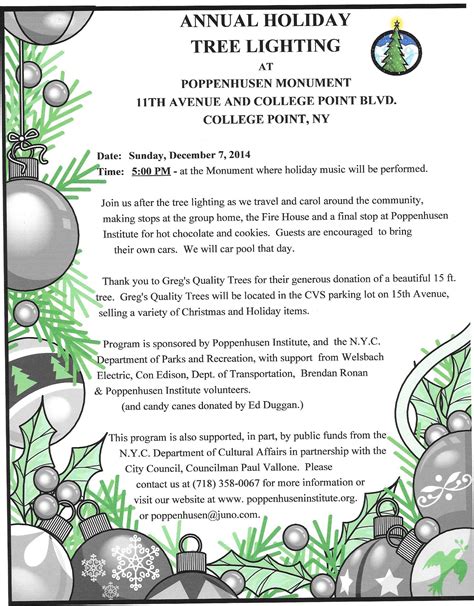 Annual Holiday Tree Lighting December 6 At 500 Pm The