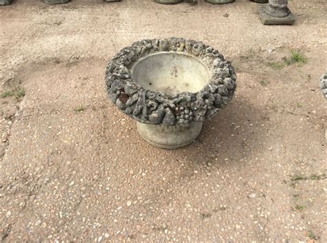 Beautiful Pair Of Weathered Reconstituited Stone Planters Authentic
