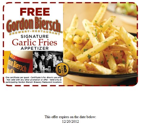 Save with restaurant.com promo codes, courtesy of groupon. Gordon Biersch Deal! | Garlic fries, Free appetizer, Fries