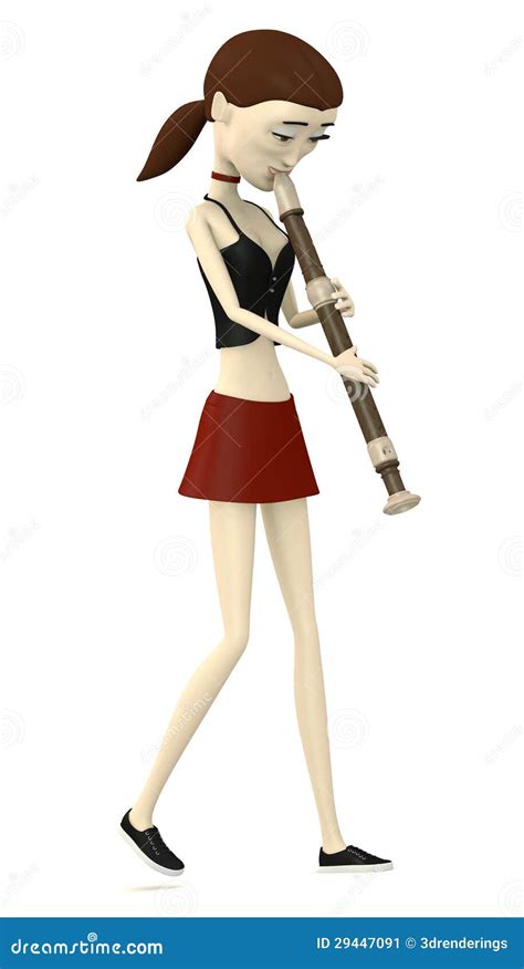 Cartoon Girl Playing On Flute Stock Image Image 29447091