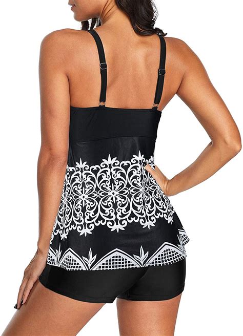 Zando Womens Retro Swimsuits Tummy Control Swim Suit Printed Black Size 120 Z Ebay