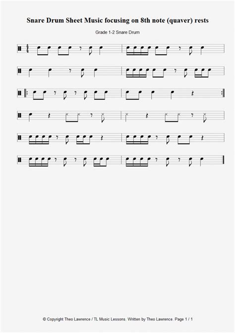 Snare Drum Sheet Music Archives Learn Drums For Free