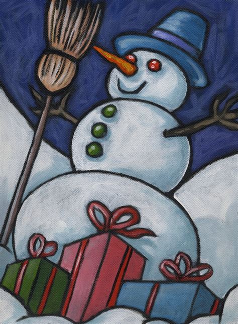Winter Snowman Colourful Acrylic Painting Christmas Etsy