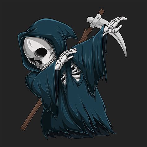 Grim Reaper Skeleton Doing Dabbing Dance Halloween Character Dabbing