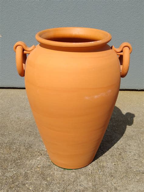 Terracotta Floor Plant Vase Urn Terracotta Clay Urn Vase Made Etsy