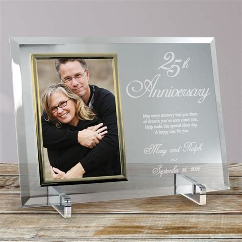 25th Anniversary Beveled Personalized Glass Picture Frame Tsforyounow