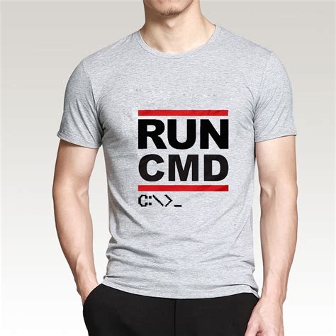 Run Cmd Computer Programmer T Shirt Men Fashions 100 Cotton Geek Nerd