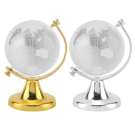 Earth Glass Ball With Stand Round Earth Globe World Map Crystal Glass Ball Sphere Home Office