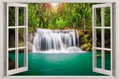 Waterfall 3d Window View Removable Wall Art Sticker Vinyl Decal Home