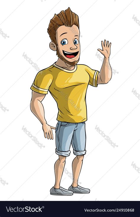 Cartoon Standing Strong Boy Character Royalty Free Vector
