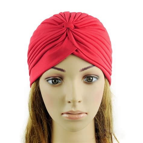 Multi Color Women Turban Cap Head Wrap Band Bandana Pleated Hijab