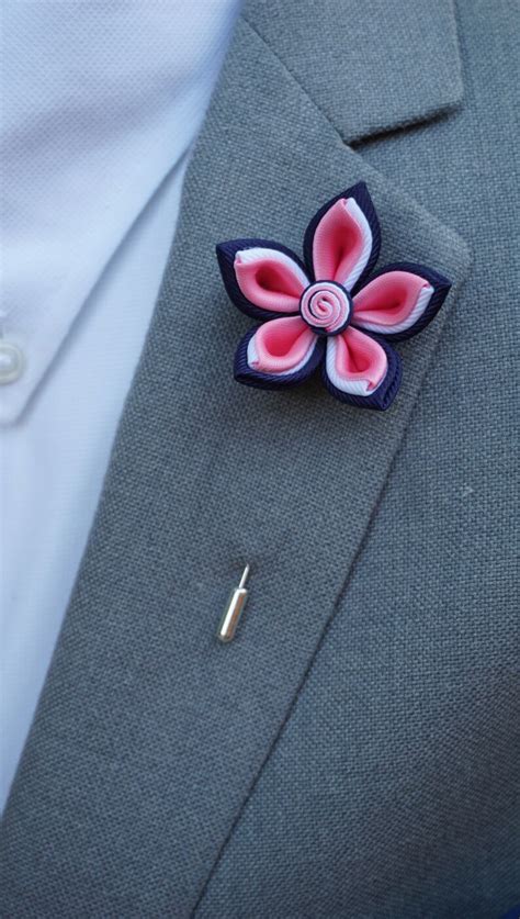 Handmade Lapel Flower Pin With A Floral Tie Set Wedding Etsy