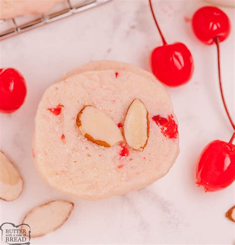 Cherry Almond Shortbread Cookies Butter With A Side Of Bread