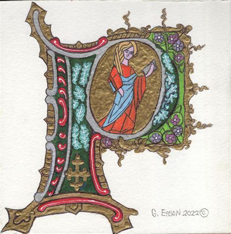 Illuminated Letter P Painting By Genevieve Esson Pixels