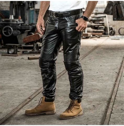men black leather motorcycle trouser real leather biker pent in 2021