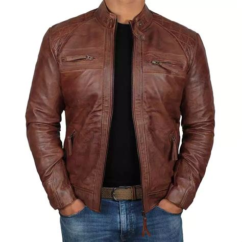 Distressed Brown Leather Jacket Mens 31 Off