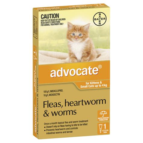 Advocate Flea Heartworm And Worm Treatment For Cats 0 4kg Orange 1 Pack