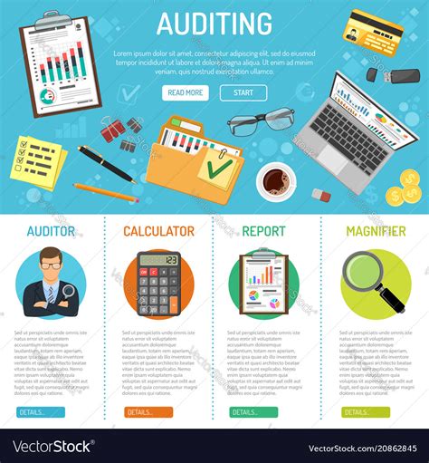 Auditing And Business Accounting Infographics Vector Image