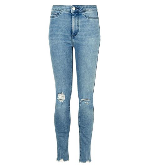 Girls Pale Blue Ripped Knee Skinny Jeans New Look Skinny Jeans