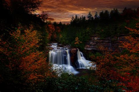autumn foliage waterfall sunset waterfalls free nature pictures by forestwander nature