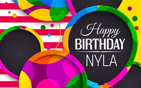 Download Nyla Happy Birthday 4k Abstract 3d Art Nyla Name Pink