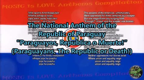 Paraguay National Anthem With Music Vocal And Lyrics Guarani Wenglish