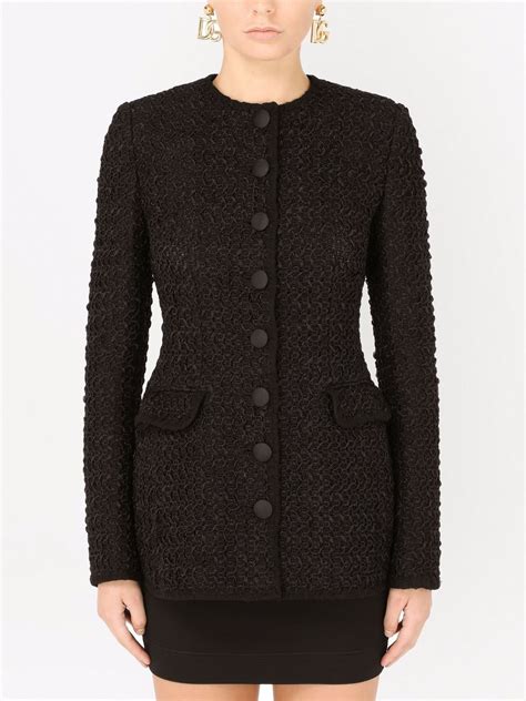 Dolce Gabbana Single Breasted Tweed Jacket Farfetch