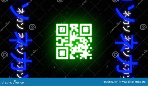Image Of Neon Qr Code Over Neon Qr Code Stock Illustration