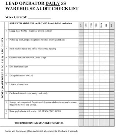 Rack inspection template in pdf, excel, xls, xlsx. Warehouse audit template