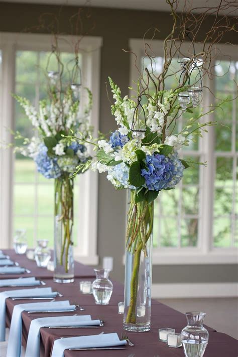 Decoración Original De Un Salón De Bodas Con Flores Blue Wedding