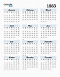 Free 1863 Calendars in PDF, Word, Excel