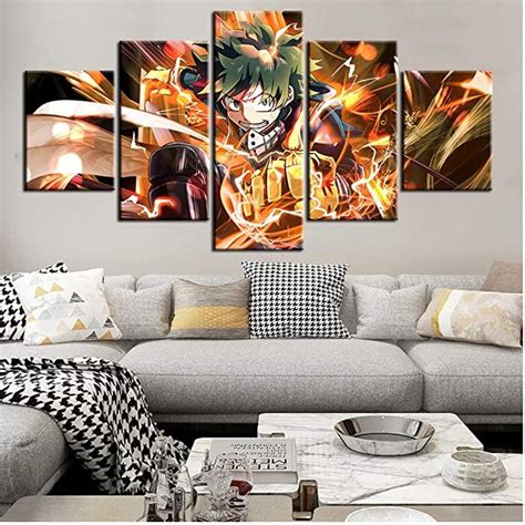 5 Pieces Midoriya Izuku Deku Powers Canvas Wall Art My Hero Academia